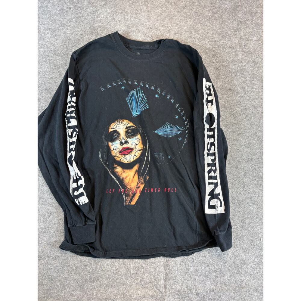 Offspring Let The Bad Times Roll Shirt Mens Medium Black Sugar Skull Rock Skater